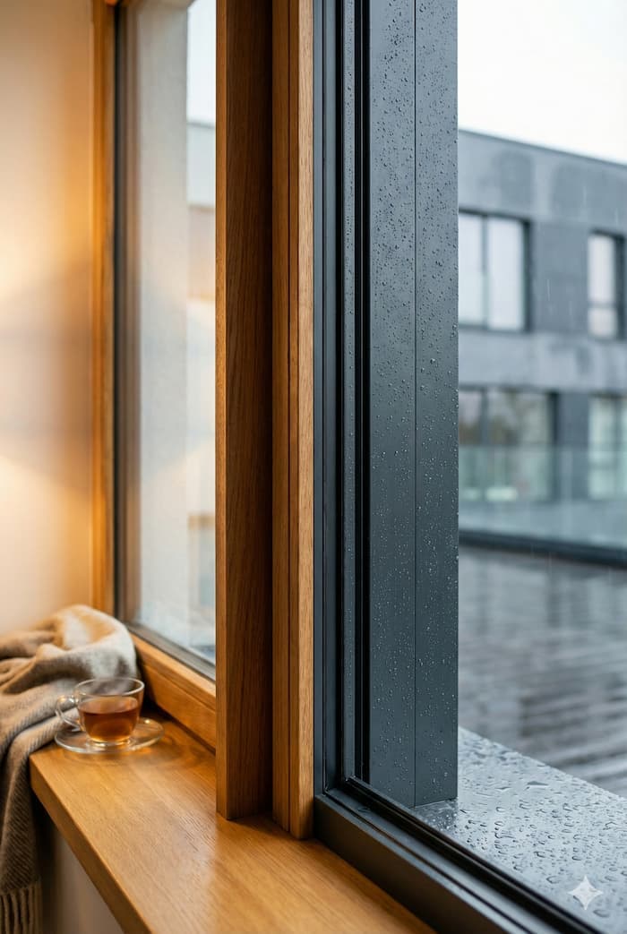 Sezione finestra Alluminio Legno